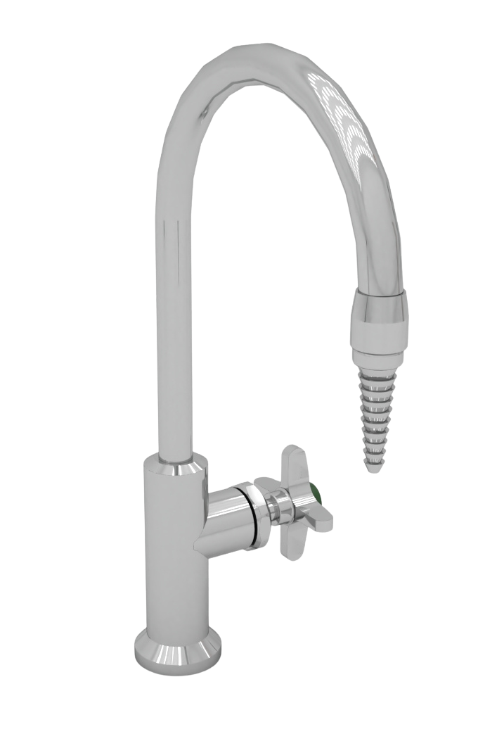 Llave sencilla de cuello de ganso Water Saver para laboratorio, con un mando de agua fría y cuello giratorio